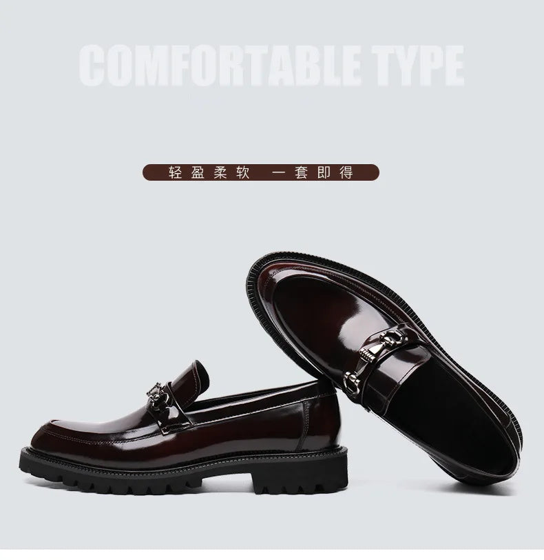 Men's Business Formal Leather Shoes Man Casual Leather Shoes Loafers Casual Business Wedding Shoes for Men Round Toe Slip-On