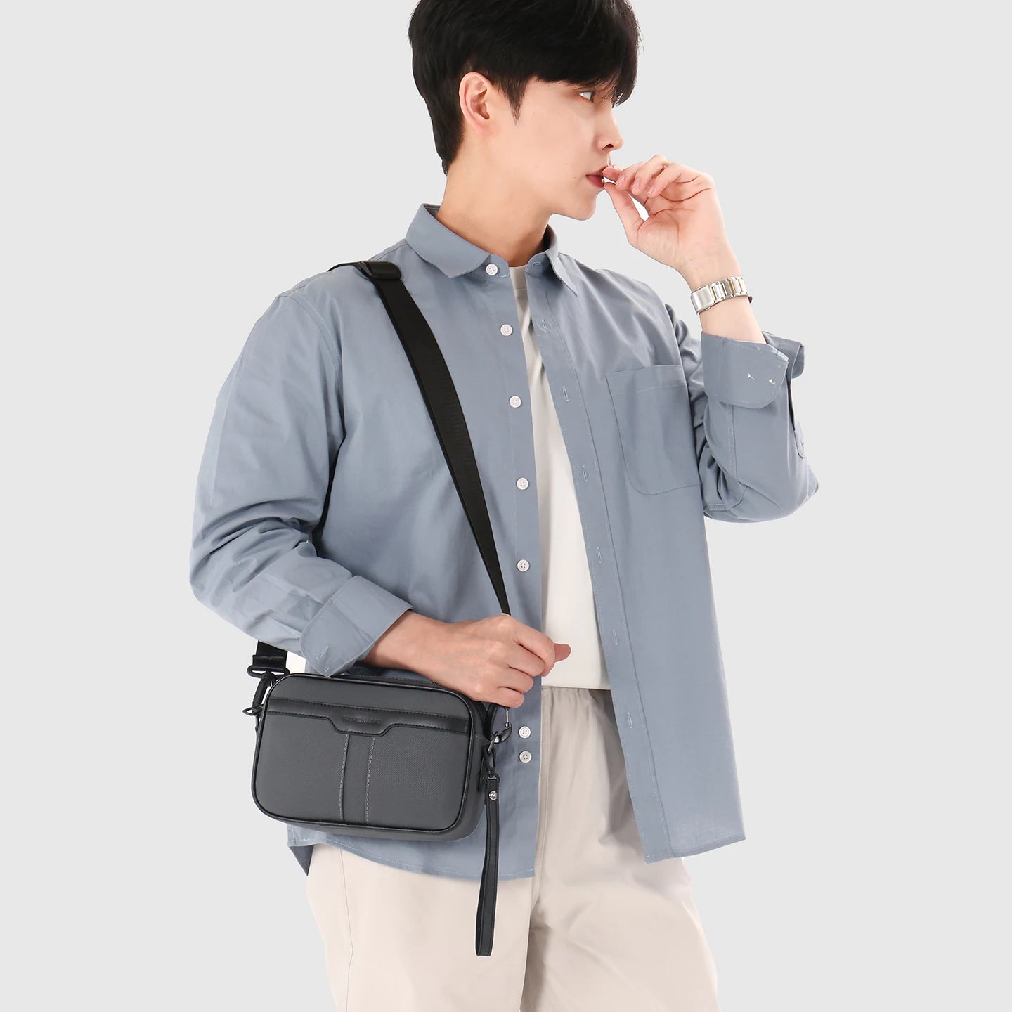 Adjustable Strap Men's Business Bag – Soft PU Leather Crossbody for Commute Travel & Daily Use