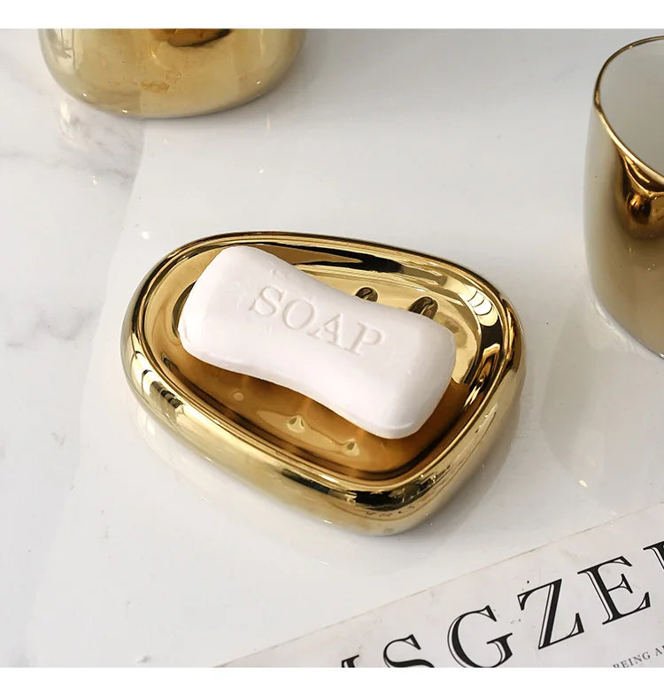 Silver Bathroom Accesssories Set Ceramics Liquid Soap Dispenser Home Decortion China Porcelain Washroom Kit for Soap Box
