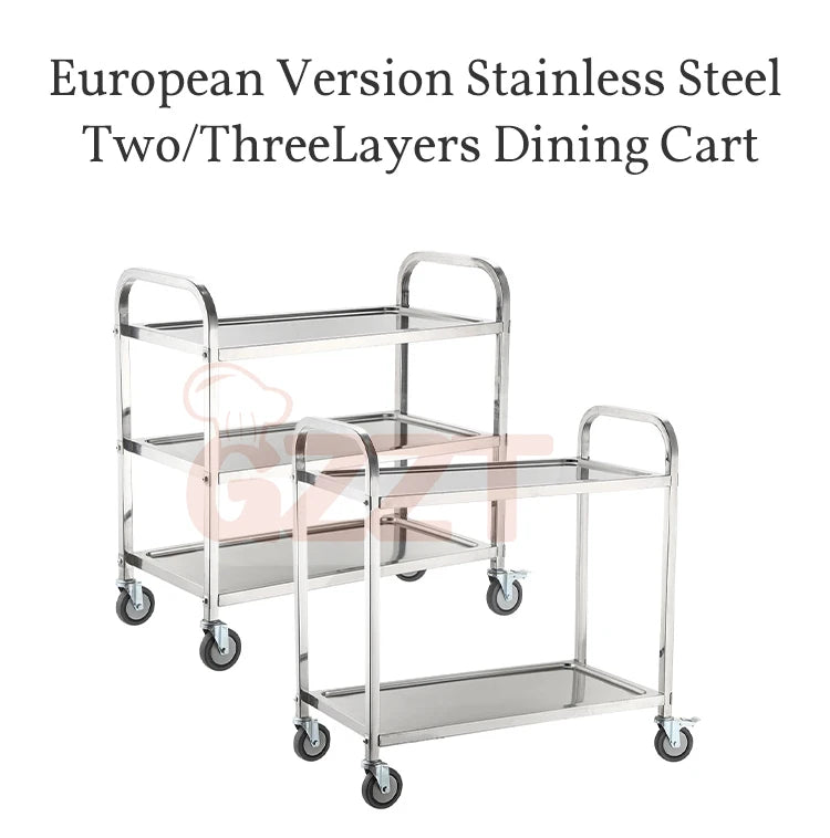 Other Restaurant and Hotel Supplies Stainless Steel Food Serving Trolley With Dining Cart Kitchen Storage Trolley