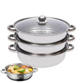 Steamer Pot for Cooking, Glass Lid Multi-Functional Stainless Steel Kitchen Cooking Steamer for Family Gathering Meal Prep