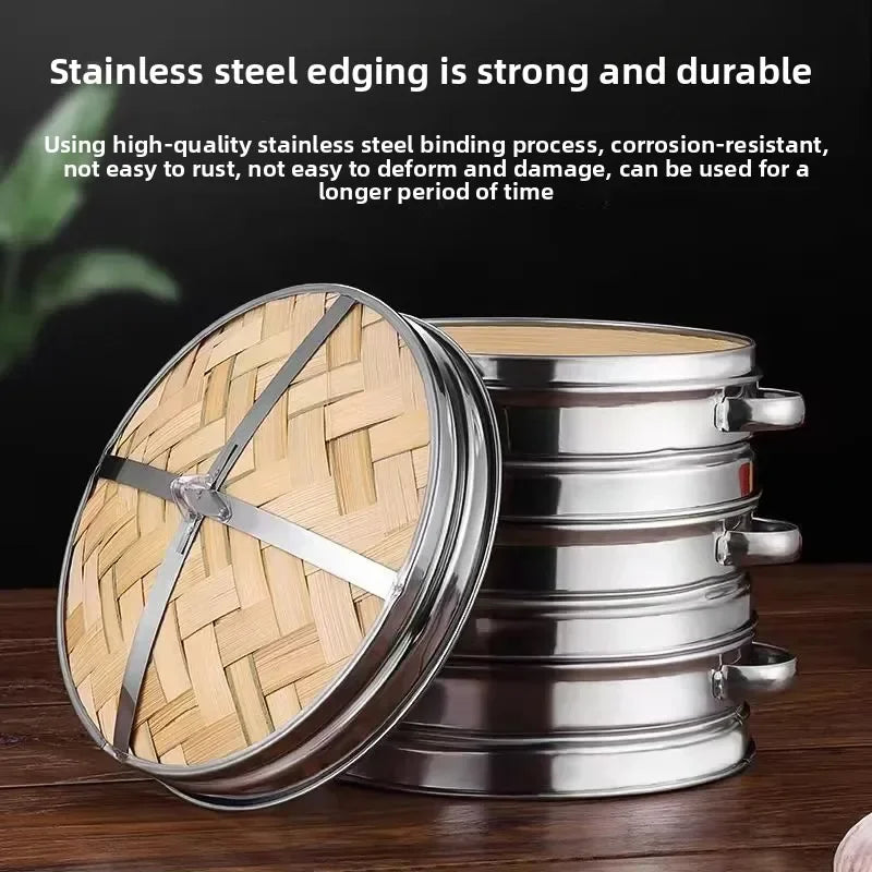 Stainless Steel Cookware Bamboo Steamer Bamboo Steamer Rice Snack Basket Set Dumpling Steamer Kitchen Cooking Tools