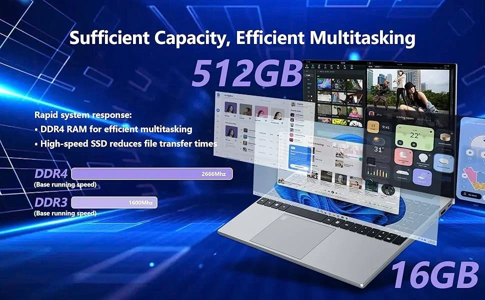 LENO 15.6" 4K Ultra Thin Laptop, Intel Core i9-9900, Windows 11, 16GB RAM 1TB SSD, Portable Business & Gaming Notebook Computer