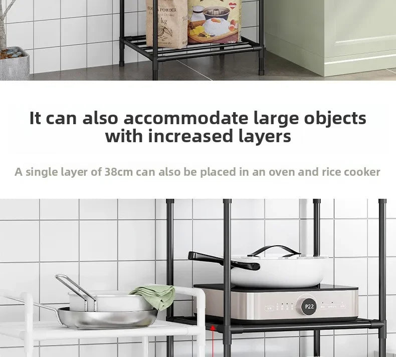 Kitchen multi-layer floor storage rack, household removable storage rack integrated wall rack