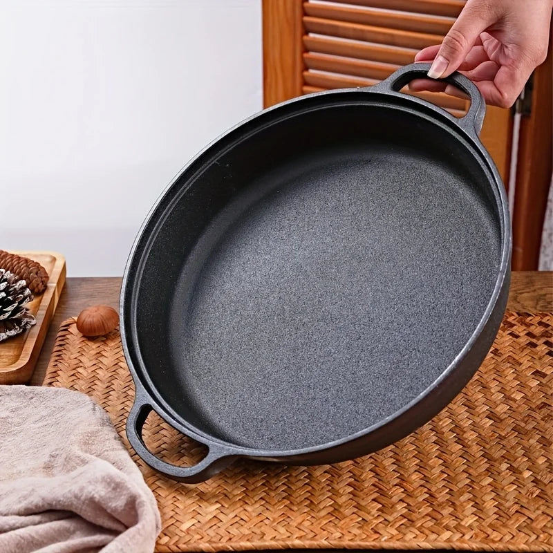 1PC Cast Iron Skillet, Non-Stick & Rust-Resistant. Perfect for Induction, Gas Stoves & Outdoor Cooking.Excellent Heat Retention.