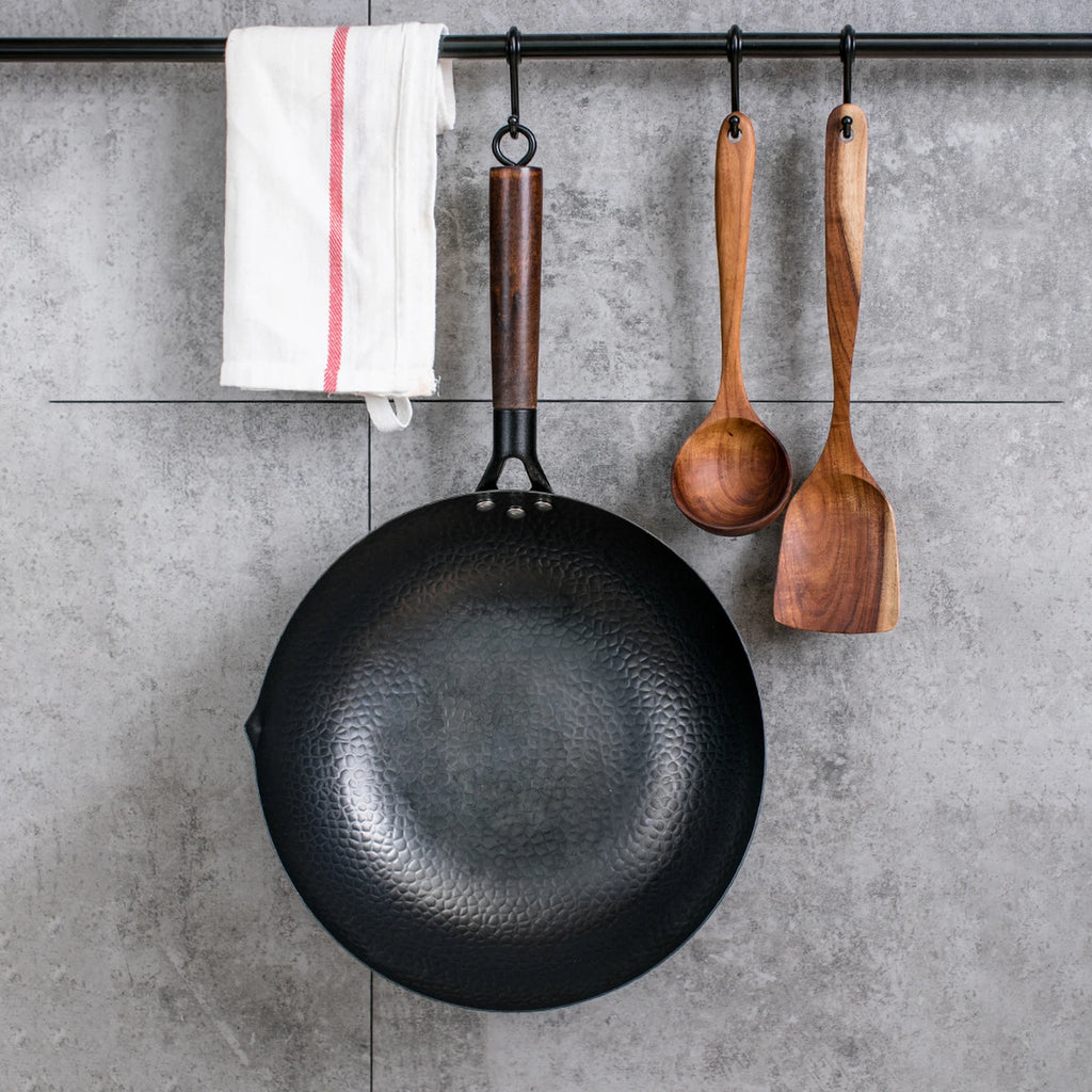 32cm Iron Wok Craft Wok Traditional Hand Hammered Chinese Carbon Steel Wok Iron Pot for Induction,Gas,Suitable for All Stoves
