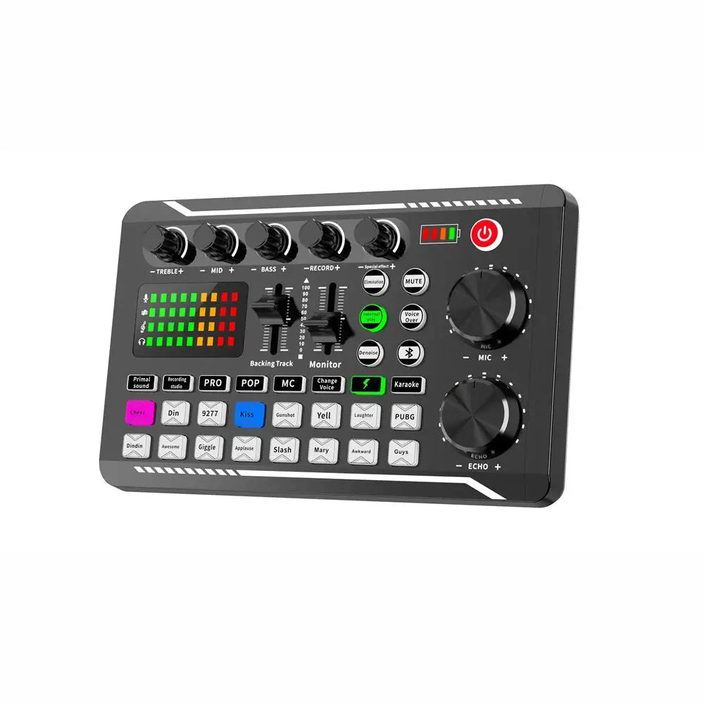 Live Sound Card Audio Mixer With Interface DJ Mixer Effects Voice Changer Bluetooth-compatible Mixer For Live Streaming Singing