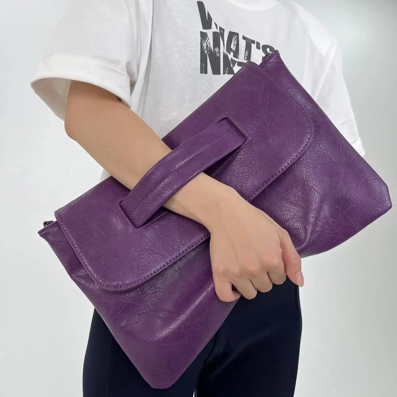 Ladies' Fashion Business High Capacity Glove Bag Soft Leather Document Storage Shoulder Bag