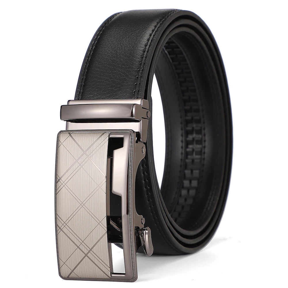 Business Dress Belt Men Soft Genuine Leather Automatic Buckle Trouser Belt  High-end Men Belt Great Gift for Men Waist Strap