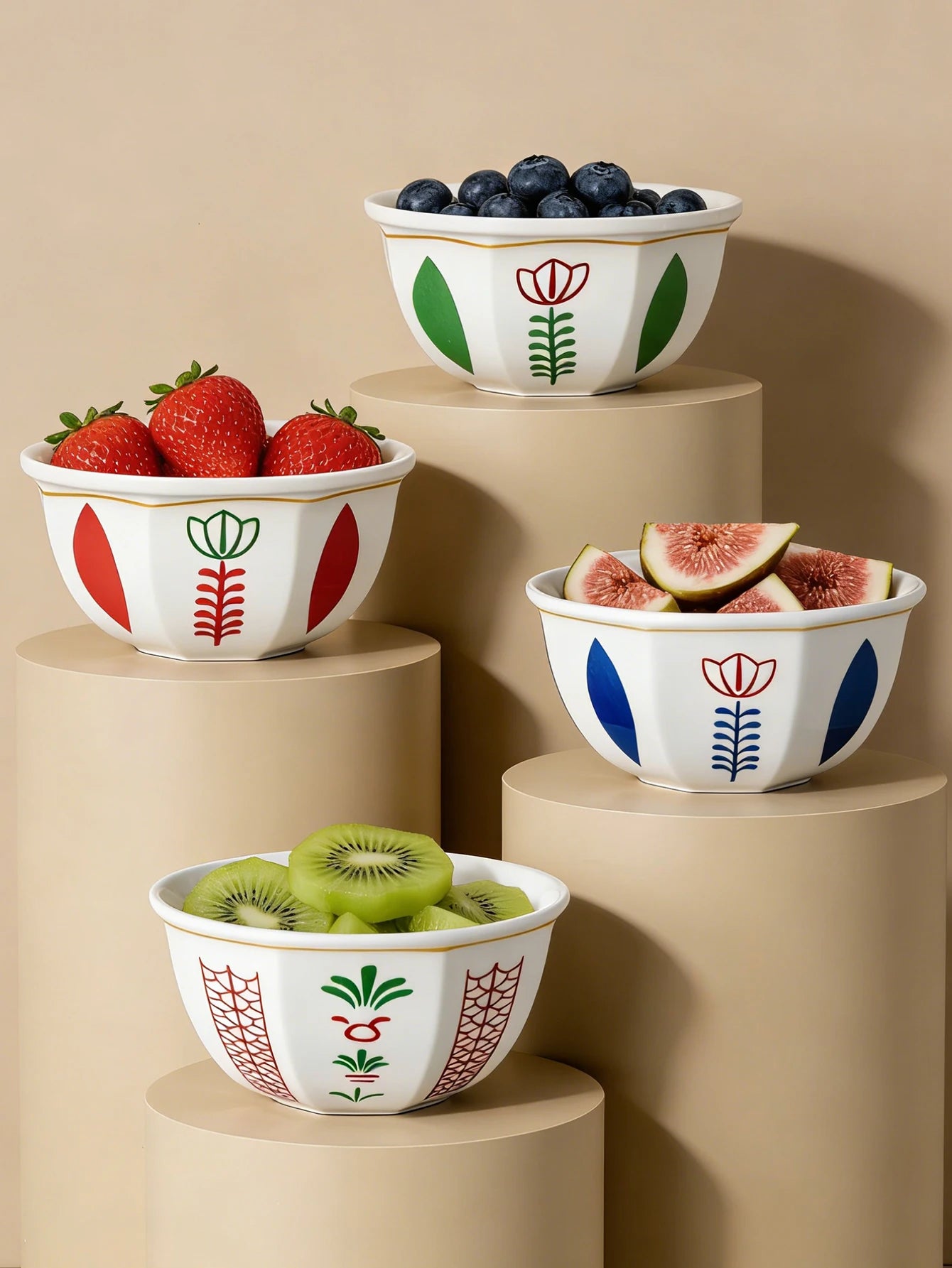 1 piece dessert bowl/cup set, Middle Eastern style (tulip or coconut tree pattern), can be used as a tray for placing snacks and