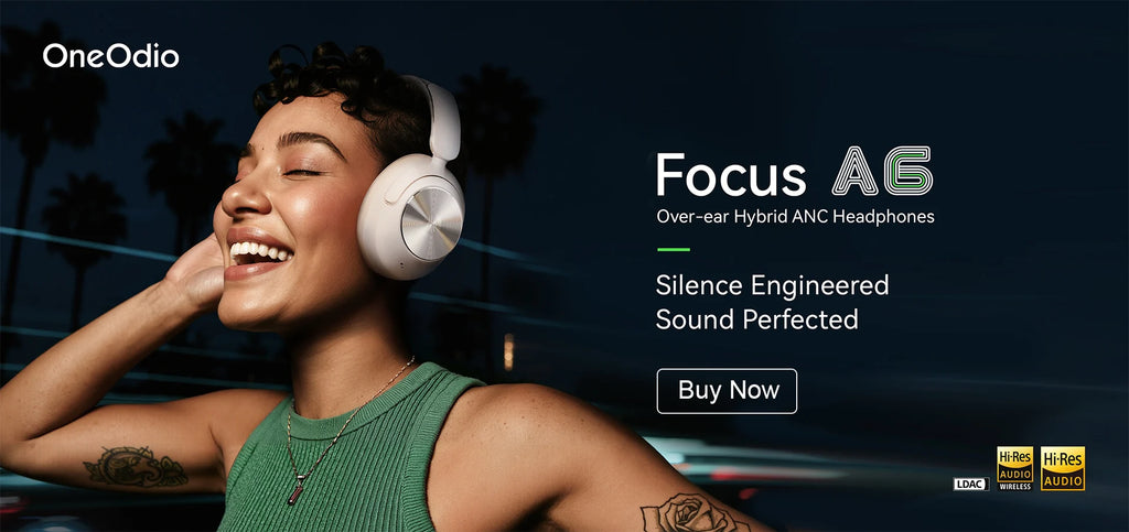 Oneodio A70 Wireless Bluetooth 5.2 Headphones 72Hrs Over Ear Hi-Res Audio 3.5mm/6.35mm Wired Studio DJ Headset With Microphone