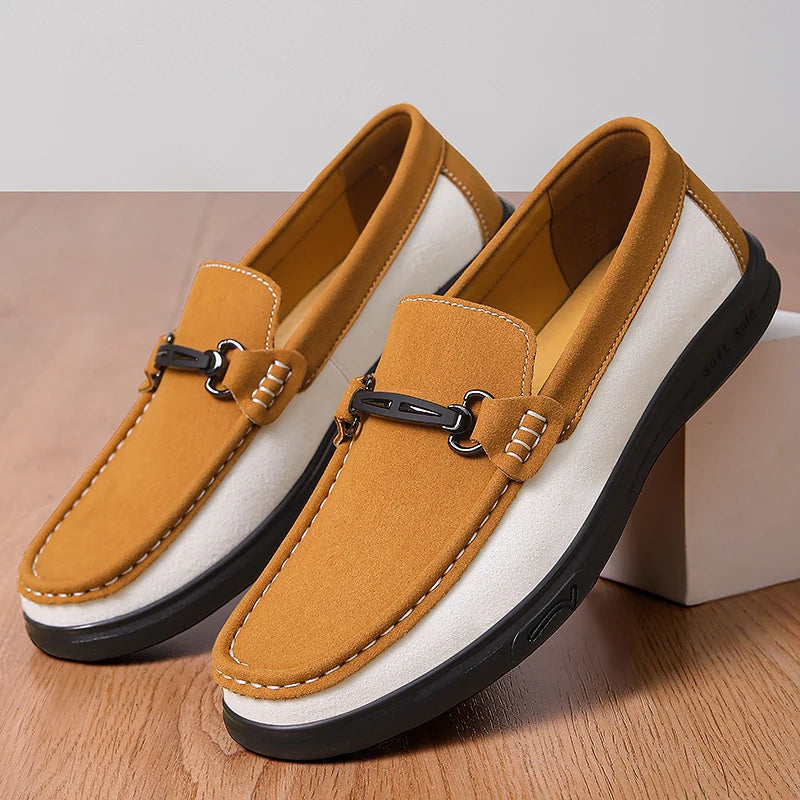 Business Formal  Travel Leather Shoes Fashionable and Comfortable Cowhide Suede Casual Shoes Soft Comfortable Mens Driving Shoes