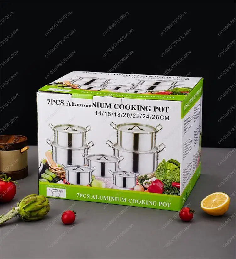 Cast Aluminum Cookware Set of 7 Piece Cooking Pot Set Non Stick Home Kitchen Cookware Aluminum
