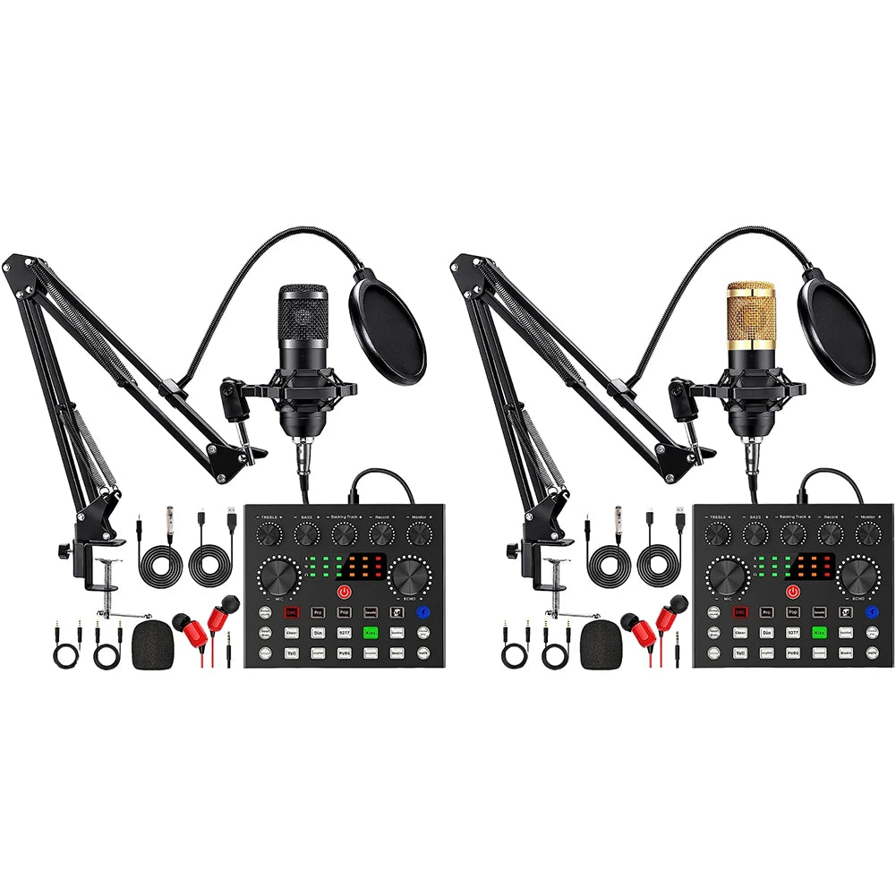 BM800 Microphone V8 Sound Card Podcast Equipment Professional Audio Condenser Mic Kit for Live Broadcasting Studio Recording