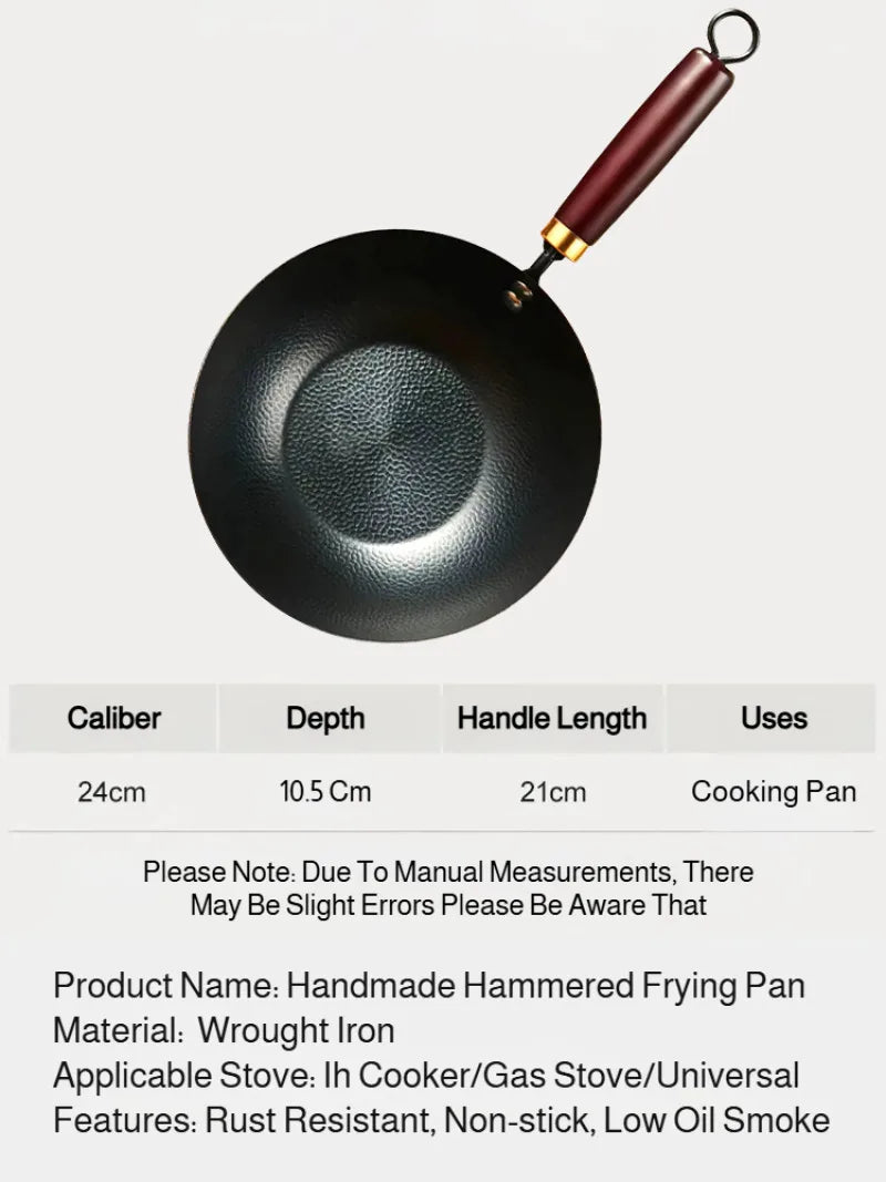 Household Non-stick Pan without Coating - 24cm Mini Wok with Lid,for Kitchen,Easy to Clean,Ideal for Small Meals & Daily
