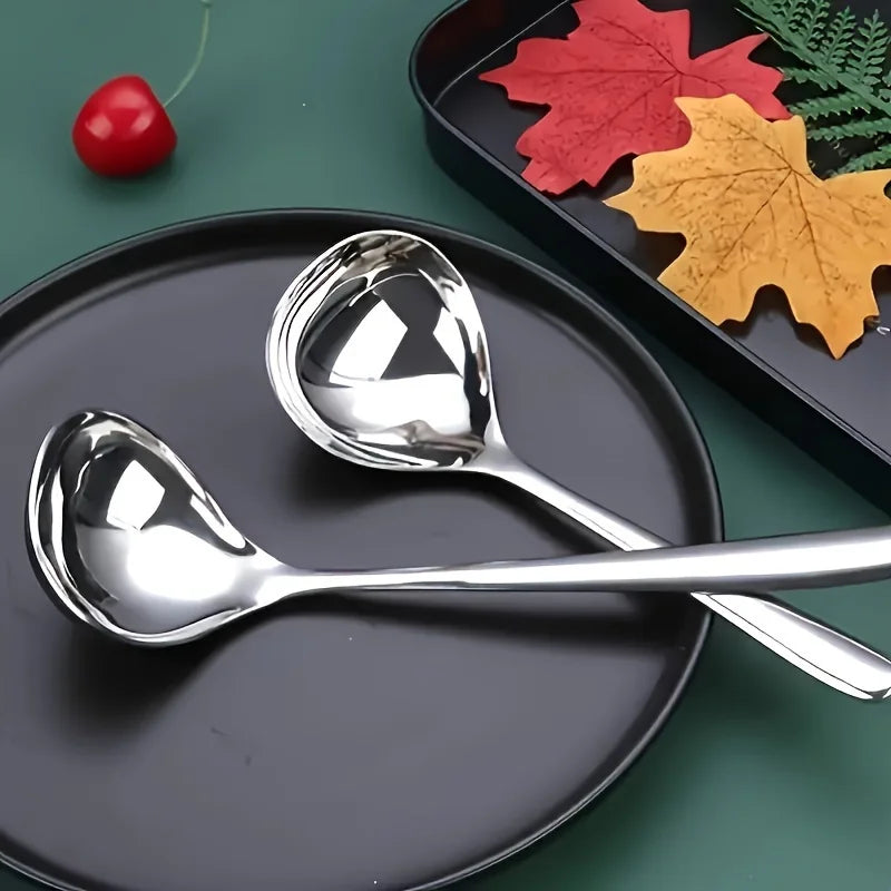 4-Pack Stainless Steel Soup Spoons Set - Elegant Durable Long Handle Tableware for Hot Pot Serving Spoons for Home, Restaurant