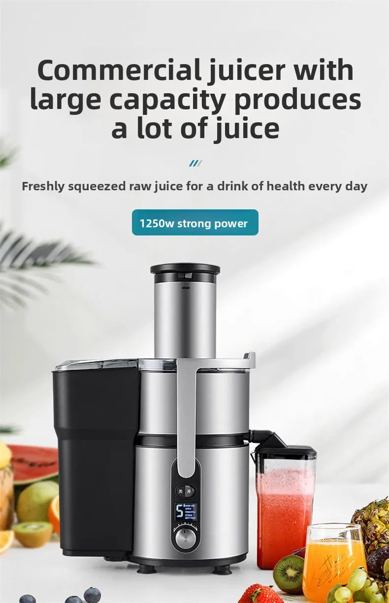 Juicer Machine, 1250W High-Speed Blender for Fruits/Vegetables, BPA-Free 304 Stainless Steel, Easy Clean & Quiet, Household