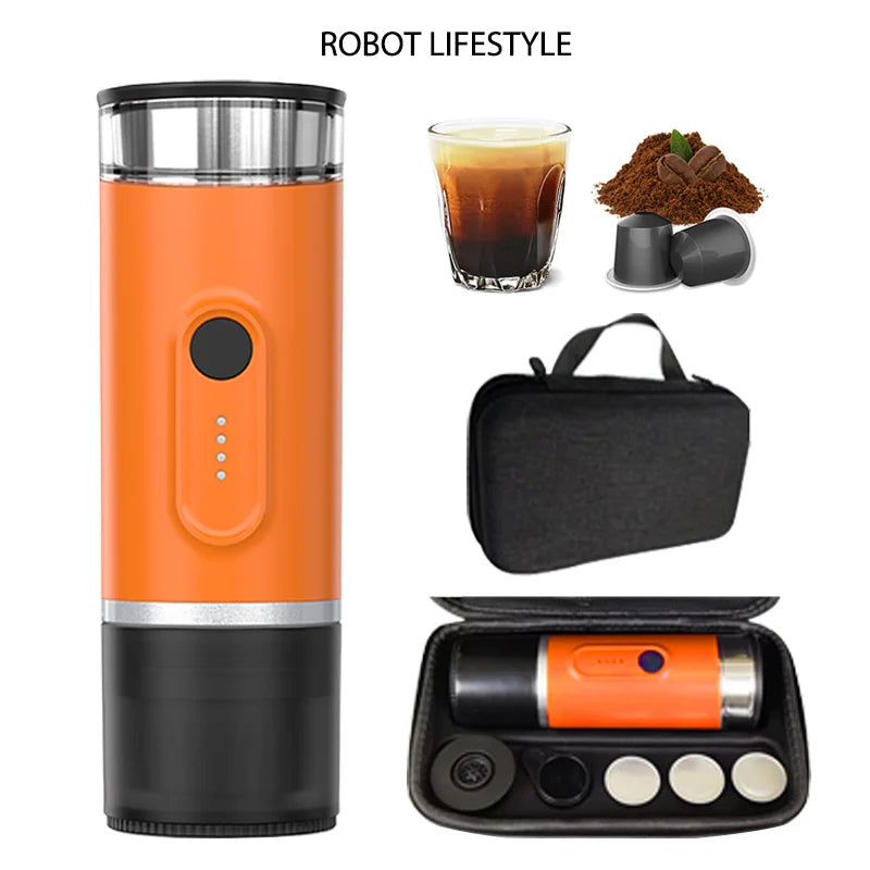 Portable Coffee Maker with 2-In-1 System Heating Water  Large-capacity Battery 9000mAh  for Outdoor Camping Travel  Hotel Office