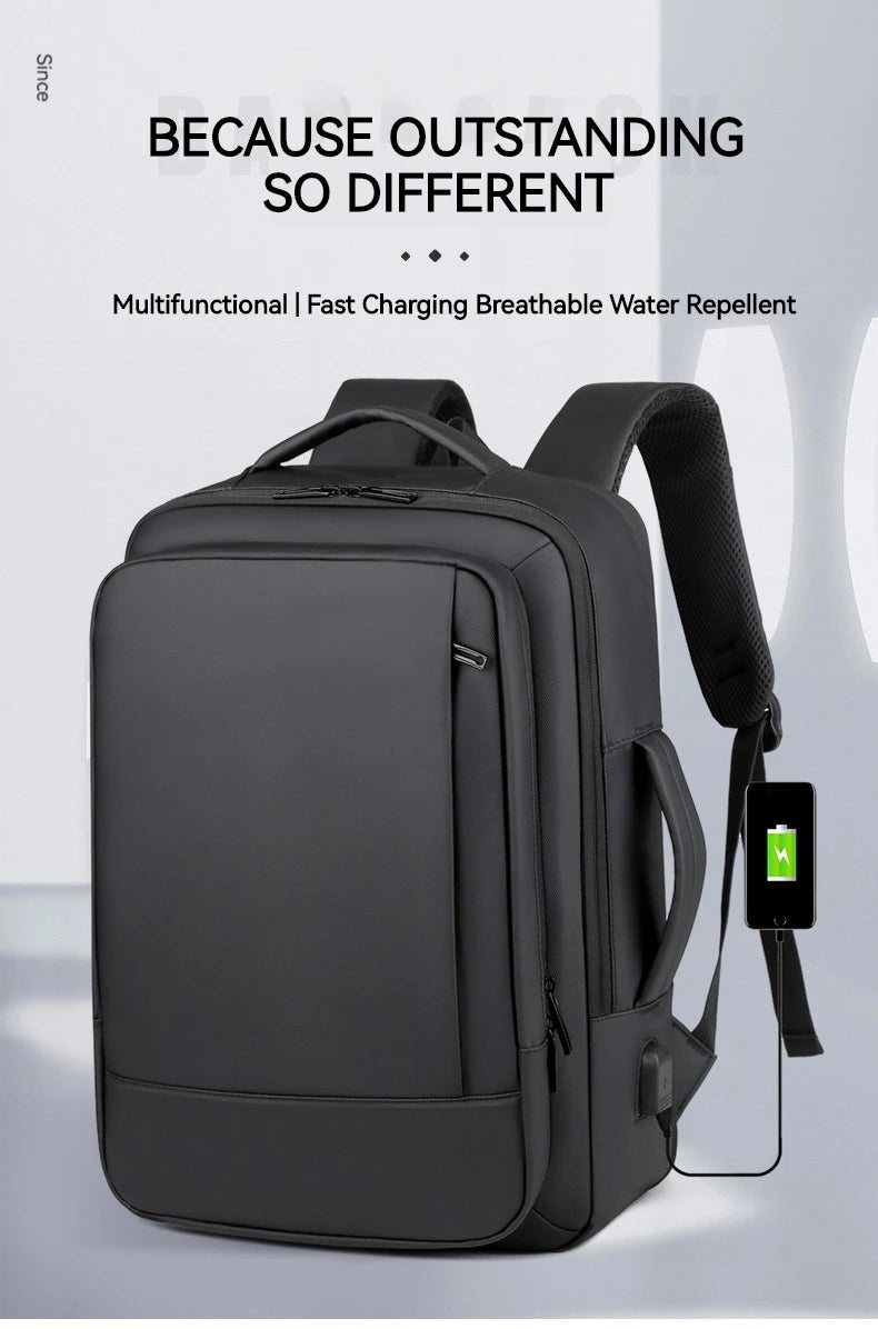 Business Commuter Men's Backpack, Multifunctional Laptop Bag, Solid Color, Simple Men's Backpack