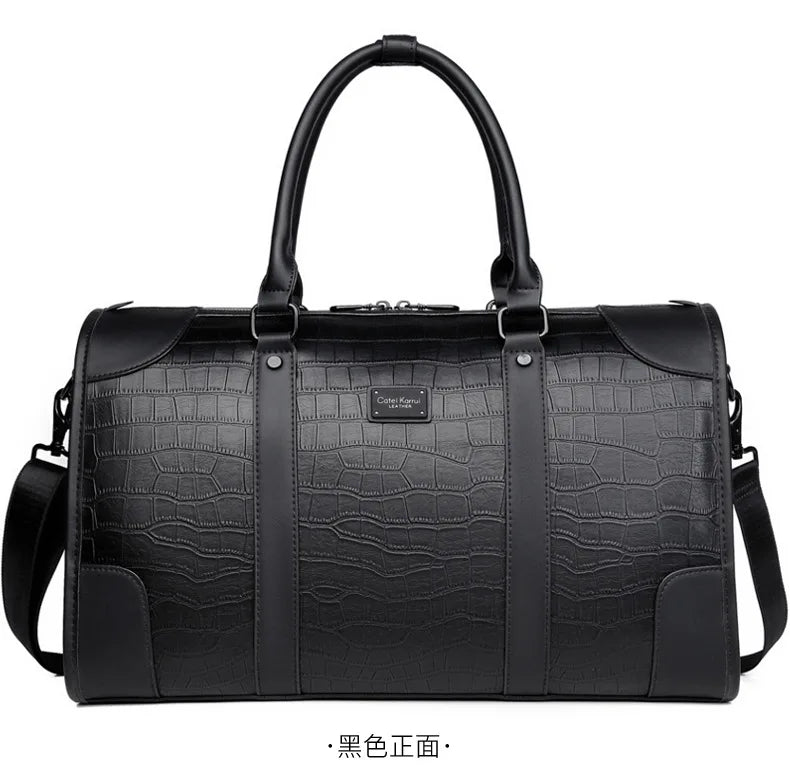 Fashion Handbag Bag Men Business Travel Tote Luxury Alligator PU Leather Luggage Bag With Shoulder Strap Crossbody Bags Duffle
