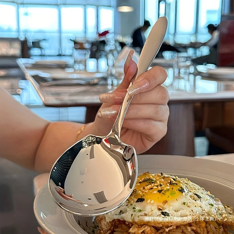 2-piece Set of Oversized Stainless Steel Long Handled Spoons Suitable for Home and Restaurant Stainless Steel Tableware