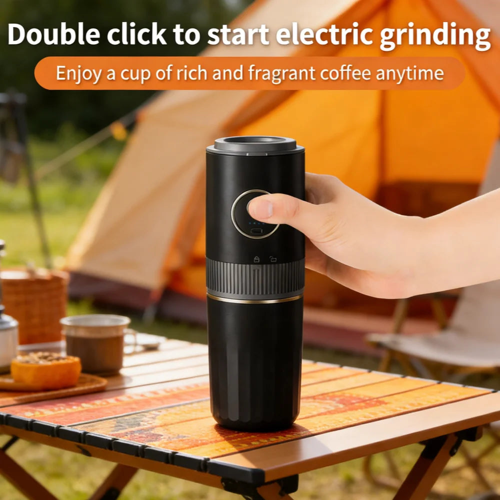 All-in-One Coffee Maker Travel-Friendly Handheld Espresso Machine with Built-in Grinder Mini Pour over Cup for Home And Outdoor