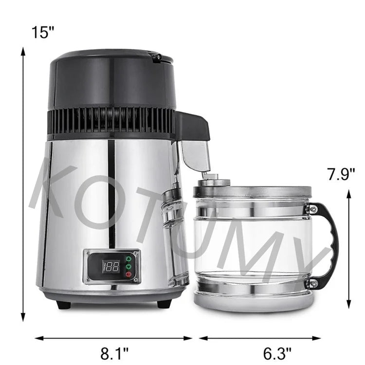 SC-3 Stainless Steel Bright Silver Distilled Water Machine With Temperature Control Pure Water Distiller 4L Dental Distilled Wat