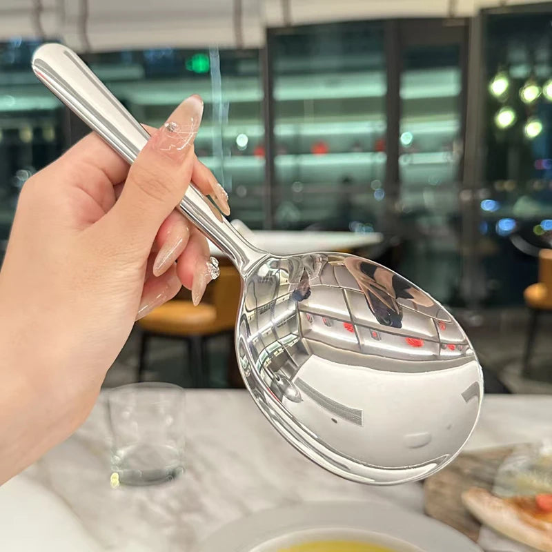 New Stainless Steel Serving Spoon Restaurant Public Use Filtering Soup Rice Ladle Large Size Silver Tone Kitchen Utensil Set