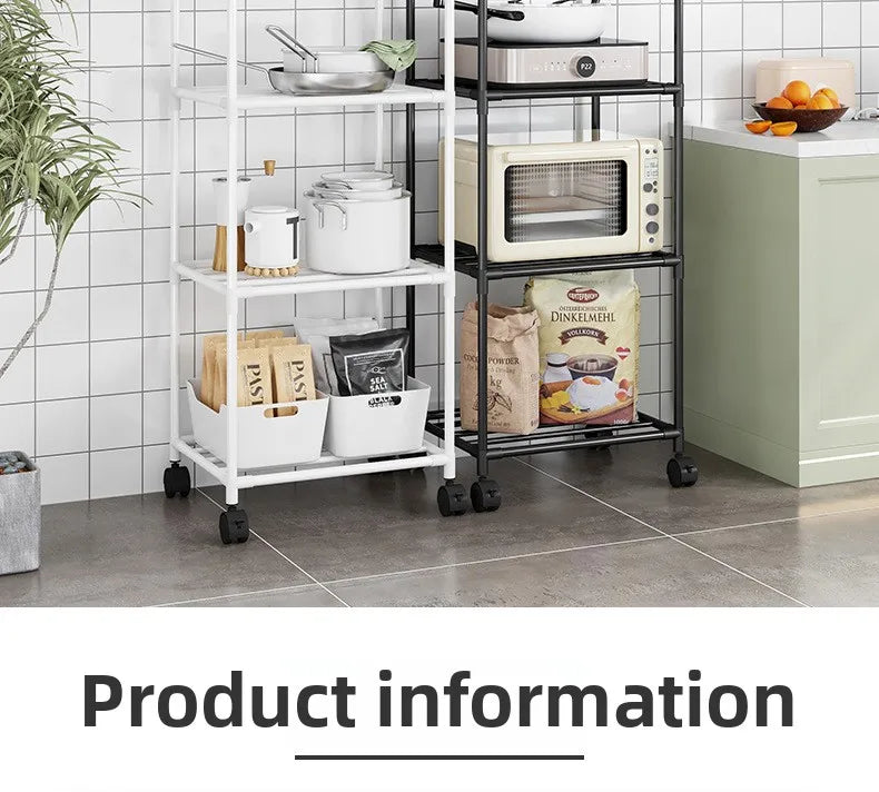 Kitchen multi-layer floor storage rack, household removable storage rack integrated wall rack