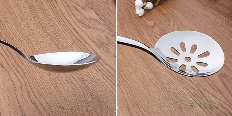 Stainless Steel Slotted Serving Spoons, Creative Male Spoon, Dinner Tableware, Skimming Tools, Kitchen Utensils, Self-Service, 2