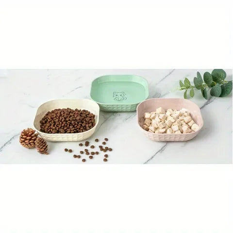 6pcs Cat Bowls Set - Whisker Fatigue Relief Shallow Dishes + 5.5in Wet Food Plates, Anti-Tip Pet Dishes for Indoor Cats