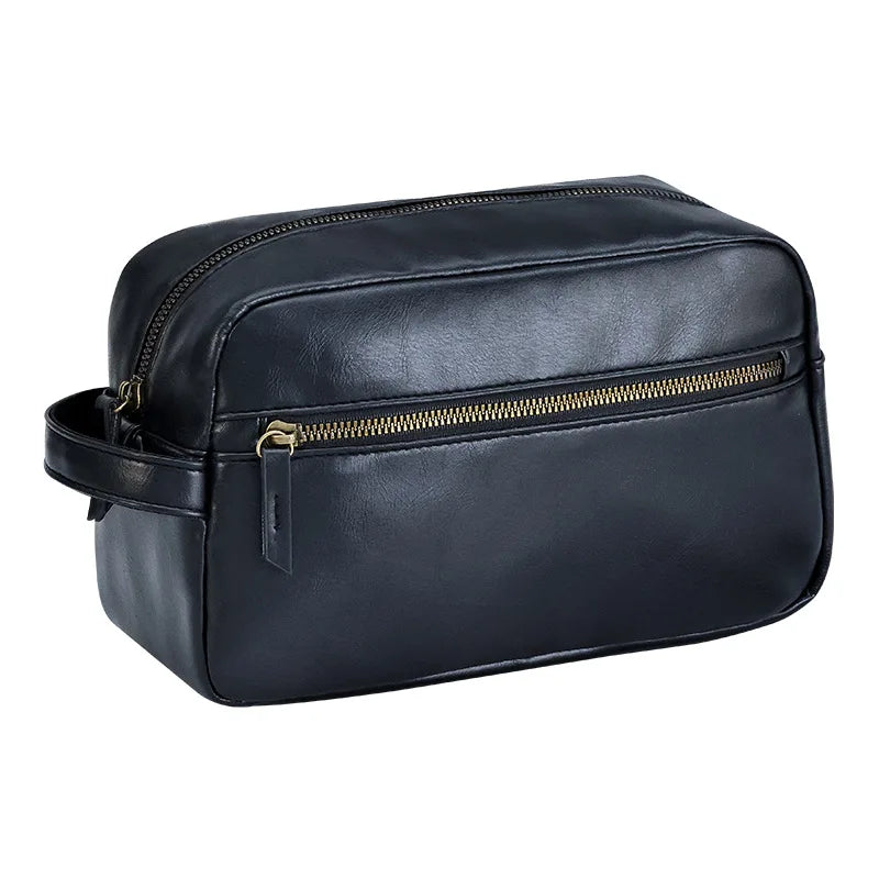 Men Business Travel Wash Toiletry Bag Waterproof PU Leather Bathroom Shaving Tools Organizer Bag Makeup Pouch Women Cosmetic Bag