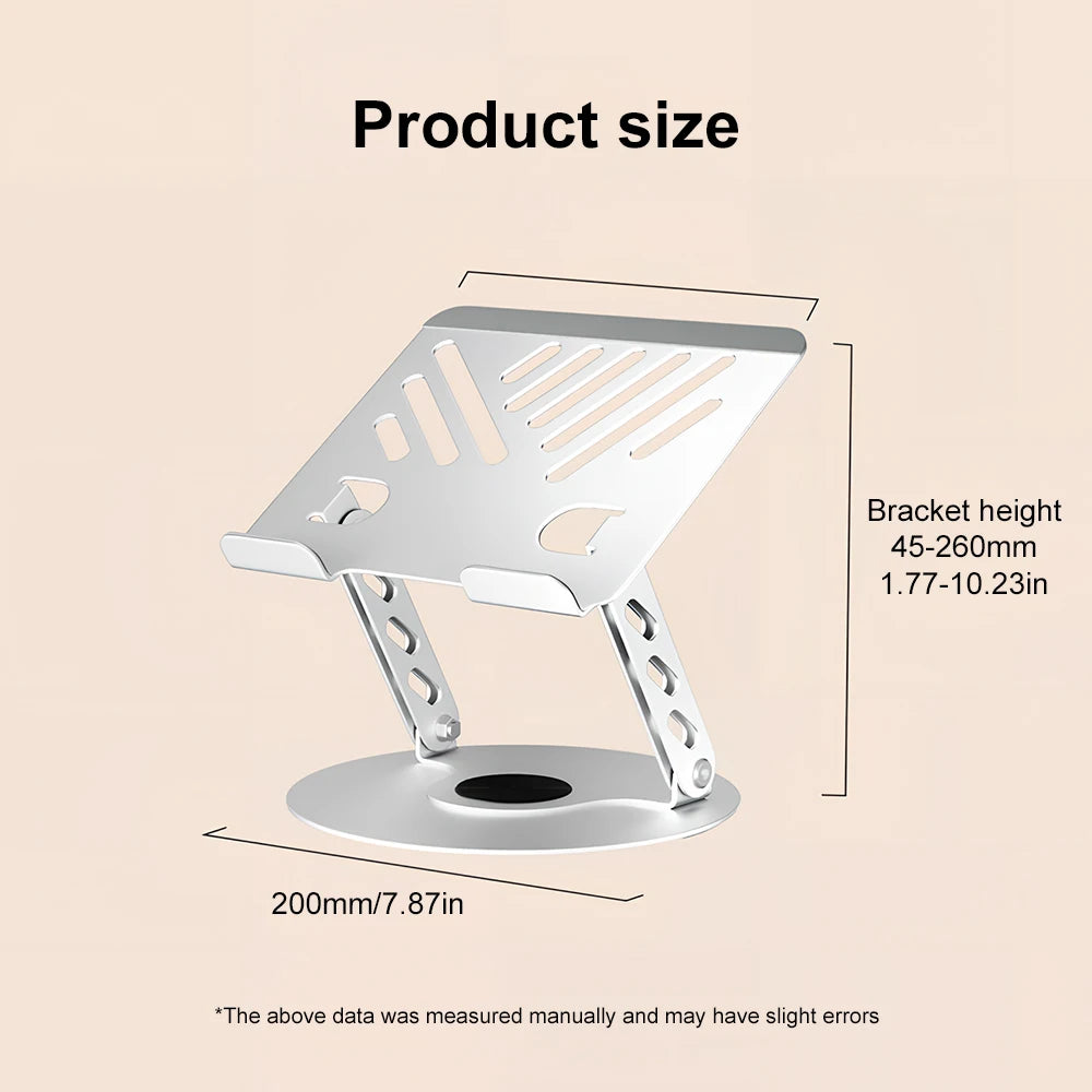 Laptop Stand 360° Rotatable Notebook Holder Liftable Desk Riser Stand Portable Metal Stand Compatible With 9.7-17.3 Inch Laptops