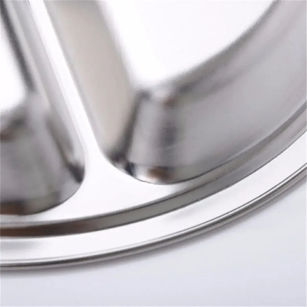 Dish Dinner Plate 1pcs Silver Stainless Steel 3 Sections Round Divided 22cm 24cm 26cm Snack Set Useful Practical