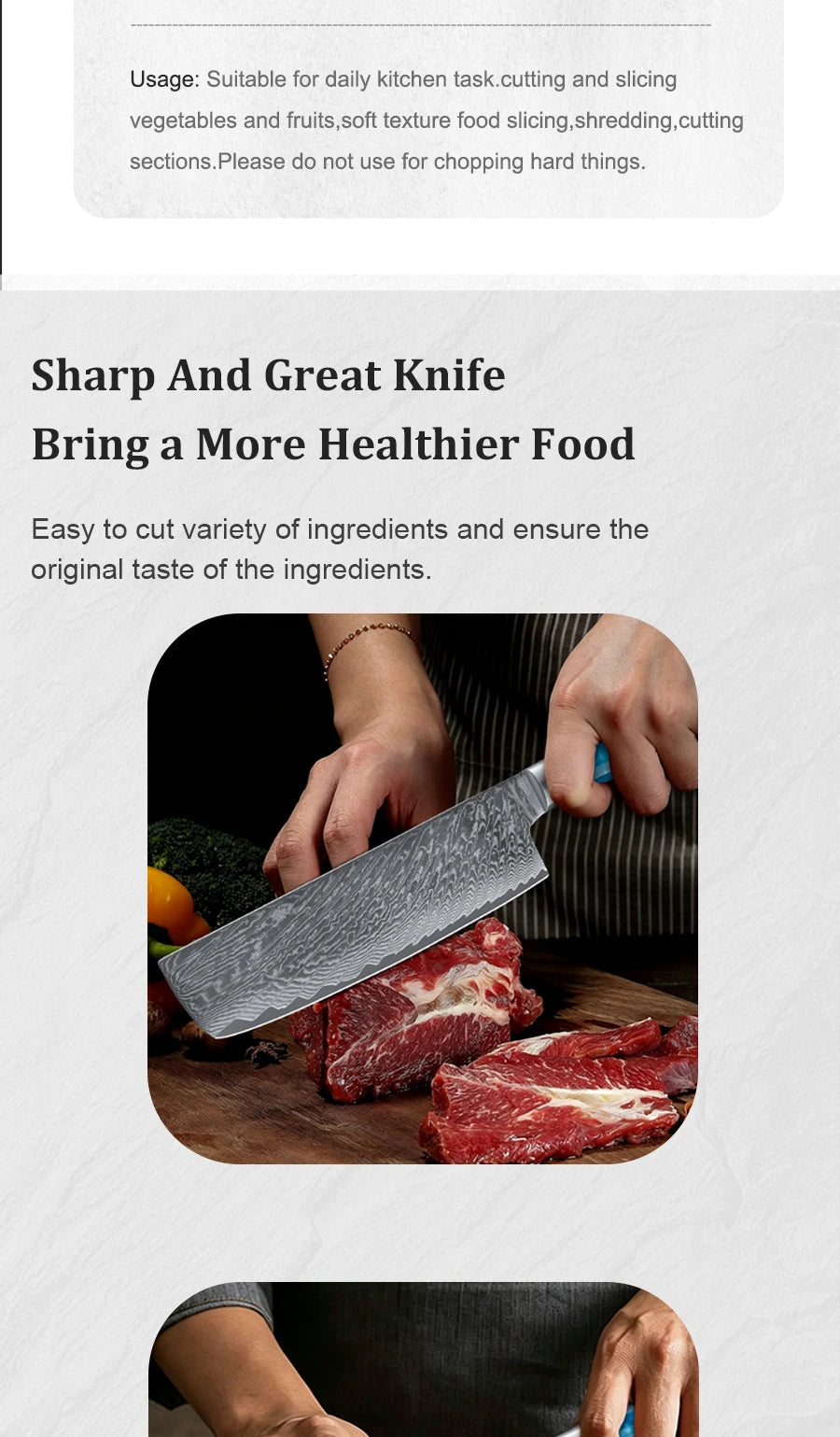 Kitchen Knives-Set Damascus Steel Cleaver Knife Nakiri Knife Meat Vegetable Blue Resin Handle set