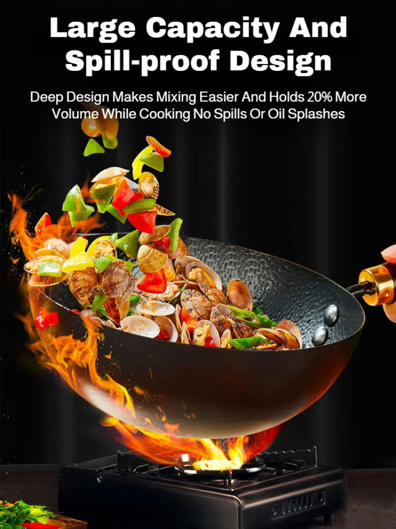 Household Non-stick Pan without Coating - 24cm Mini Wok with Lid,for Kitchen,Easy to Clean,Ideal for Small Meals & Daily