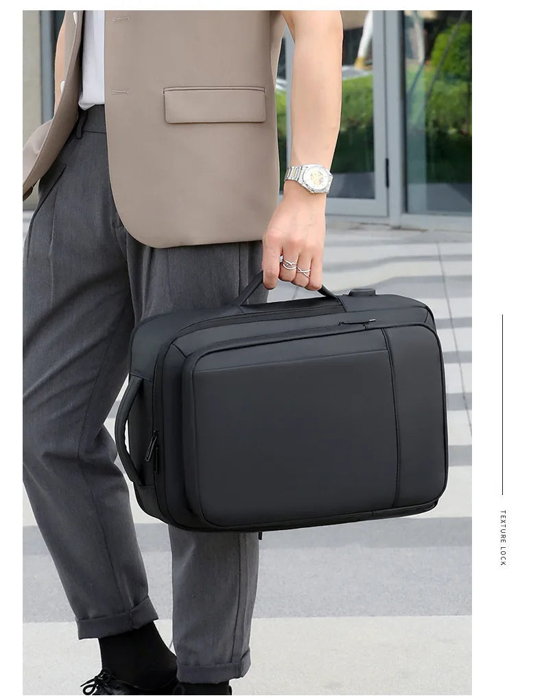 Business Commuter Men's Backpack, Multifunctional Laptop Bag, Solid Color, Simple Men's Backpack