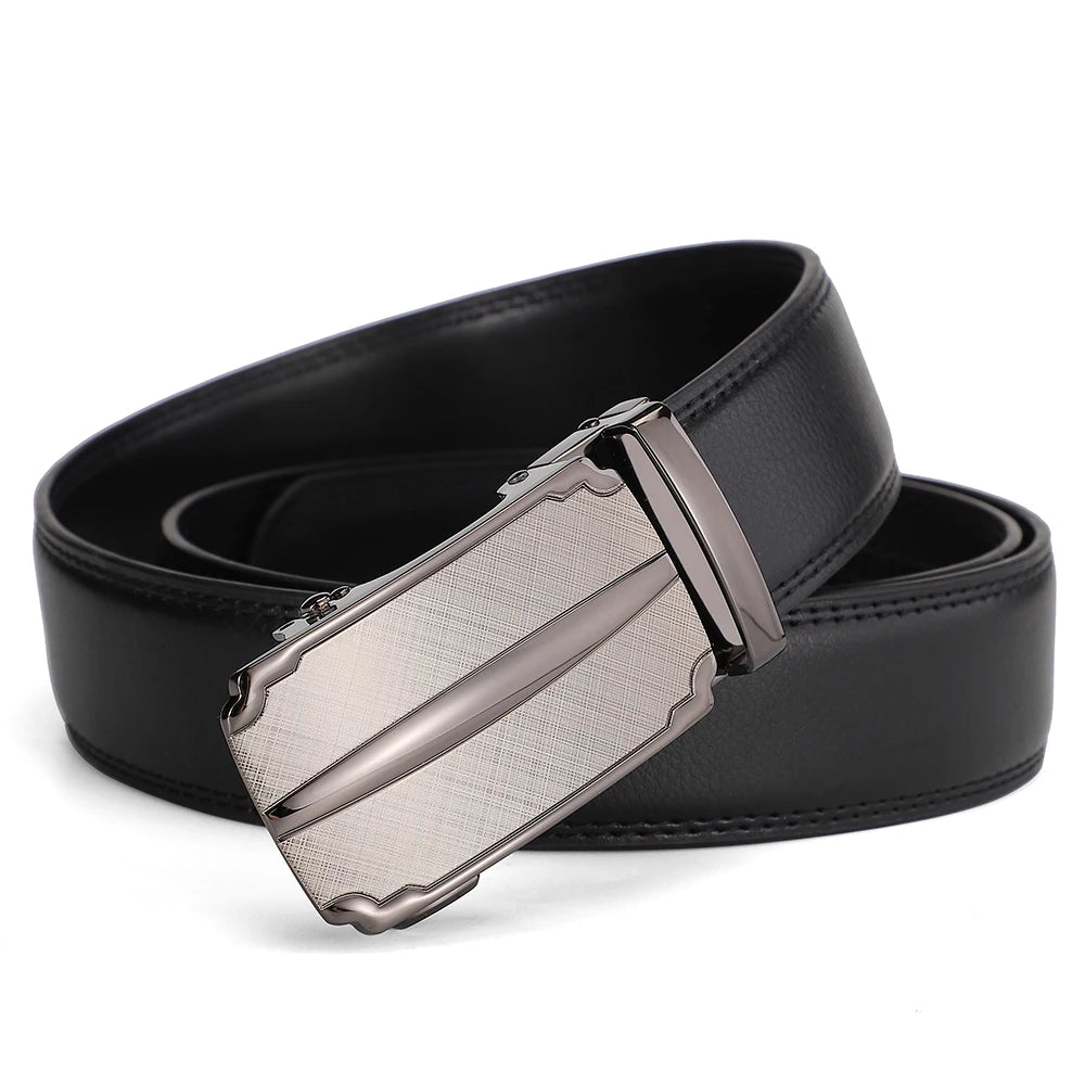 Business Dress Belt Men Soft Genuine Leather Automatic Buckle Trouser Belt  High-end Men Belt Great Gift for Men Waist Strap