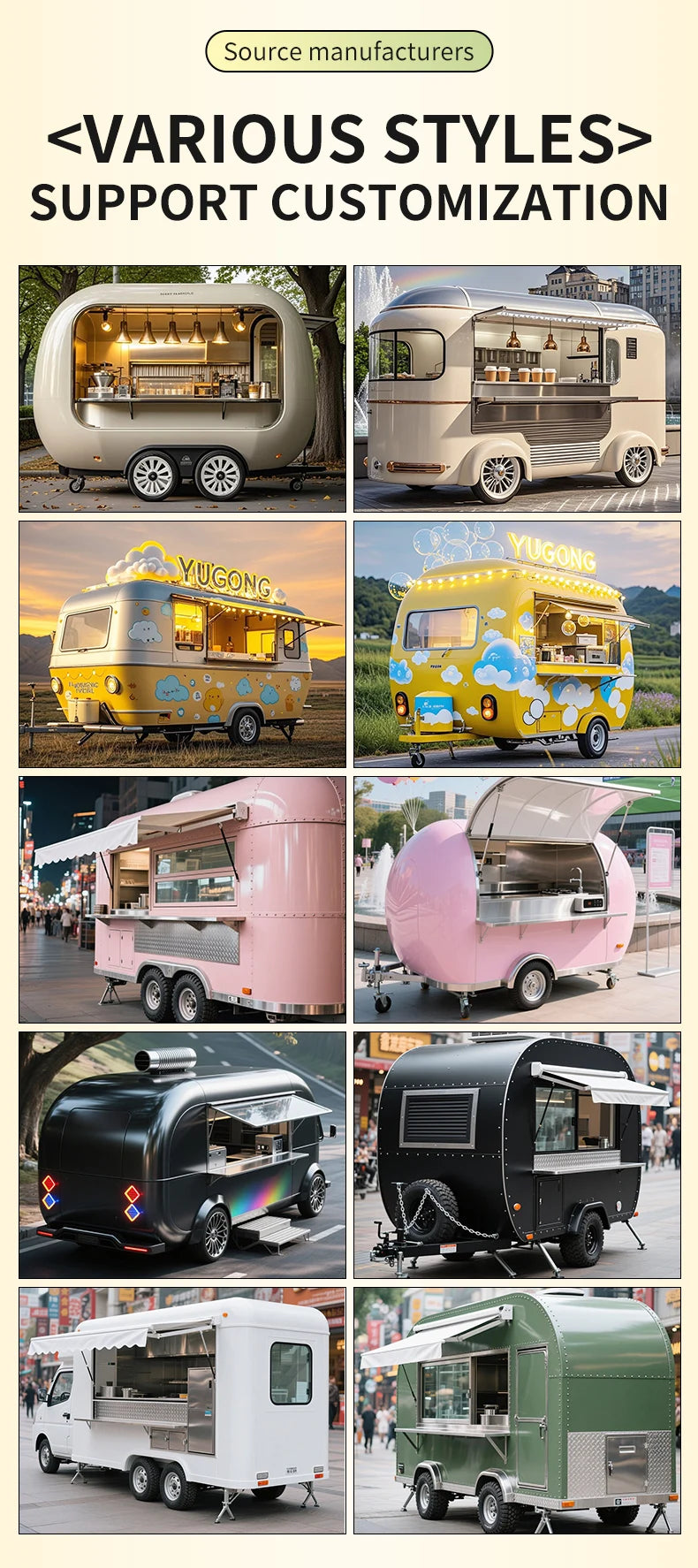 Catering Concession Food Trailers Fully Equipped Foodtruck Fast Food Cart Mobile Kitchen Food Truck Mobile Restaurant