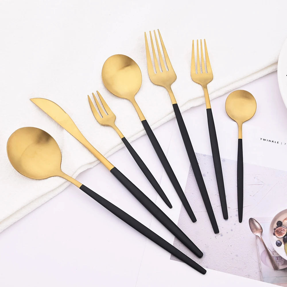 30Pcs Blue Silver Dinnerware Set Dinner Knife Fork Tea Spoon Cutlery Set Stainless Steel Tableware Western Home Kitchen Flatware