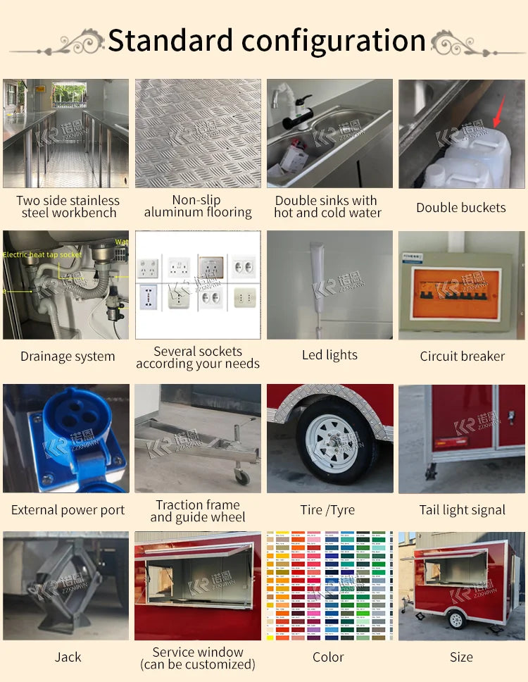 Catering Concession Food Trailers Fully Equipped Foodtruck Fast Food Cart Mobile Kitchen Food Truck Mobile Restaurant