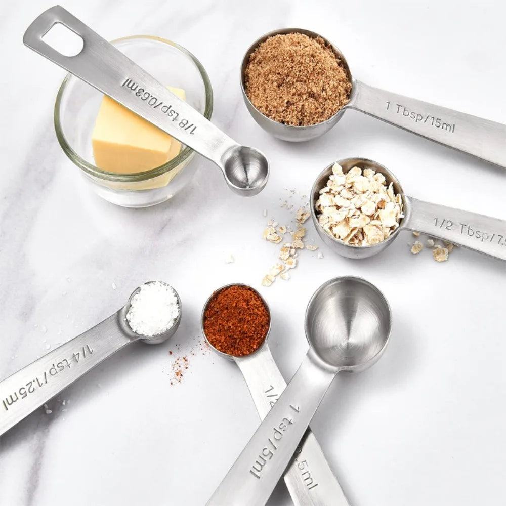 Stainless Steel Measuring Spoons Set Graduated Scoop Metric Imperial Scale Kitchen Baking Tools for Cooking Seasoning Coffee