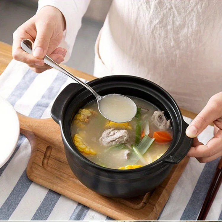 1pc Serving Spoon, Slotted Spoon, Stainless Steel Buffet Restaurant Dinner Spoon, Party Banquet Dining Utensils, Silvery