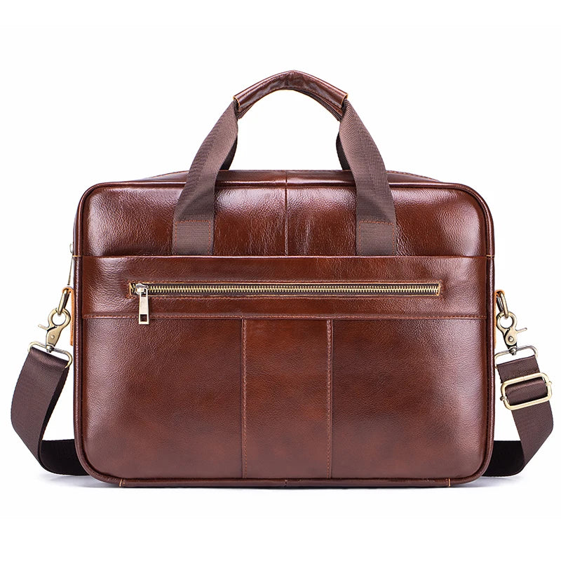 Men's Genuine Leather Laptop Bag Vintage Business Briefcase Shoulder Handbag Messenger Computer Bag Work Travel