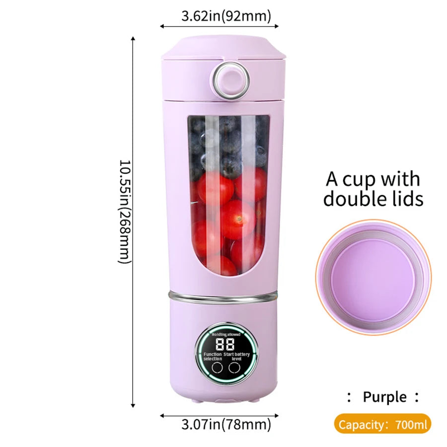 Electric juicer, portable digital blender, USB charging juicer, suitable for making smoothies, milkshakes, and fruit juices