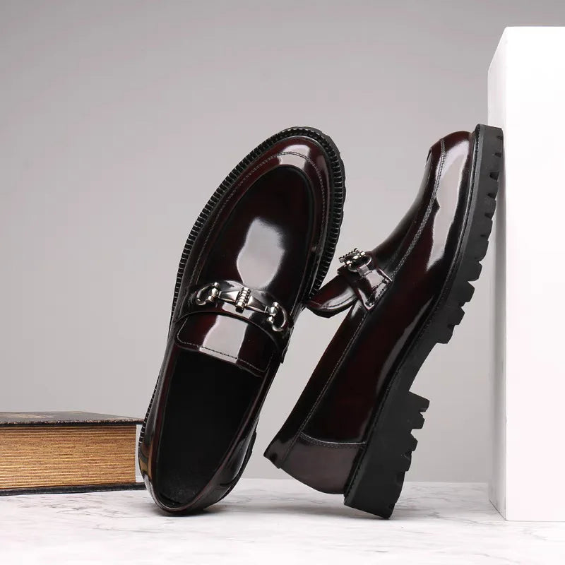 Men's Business Formal Leather Shoes Man Casual Leather Shoes Loafers Casual Business Wedding Shoes for Men Round Toe Slip-On