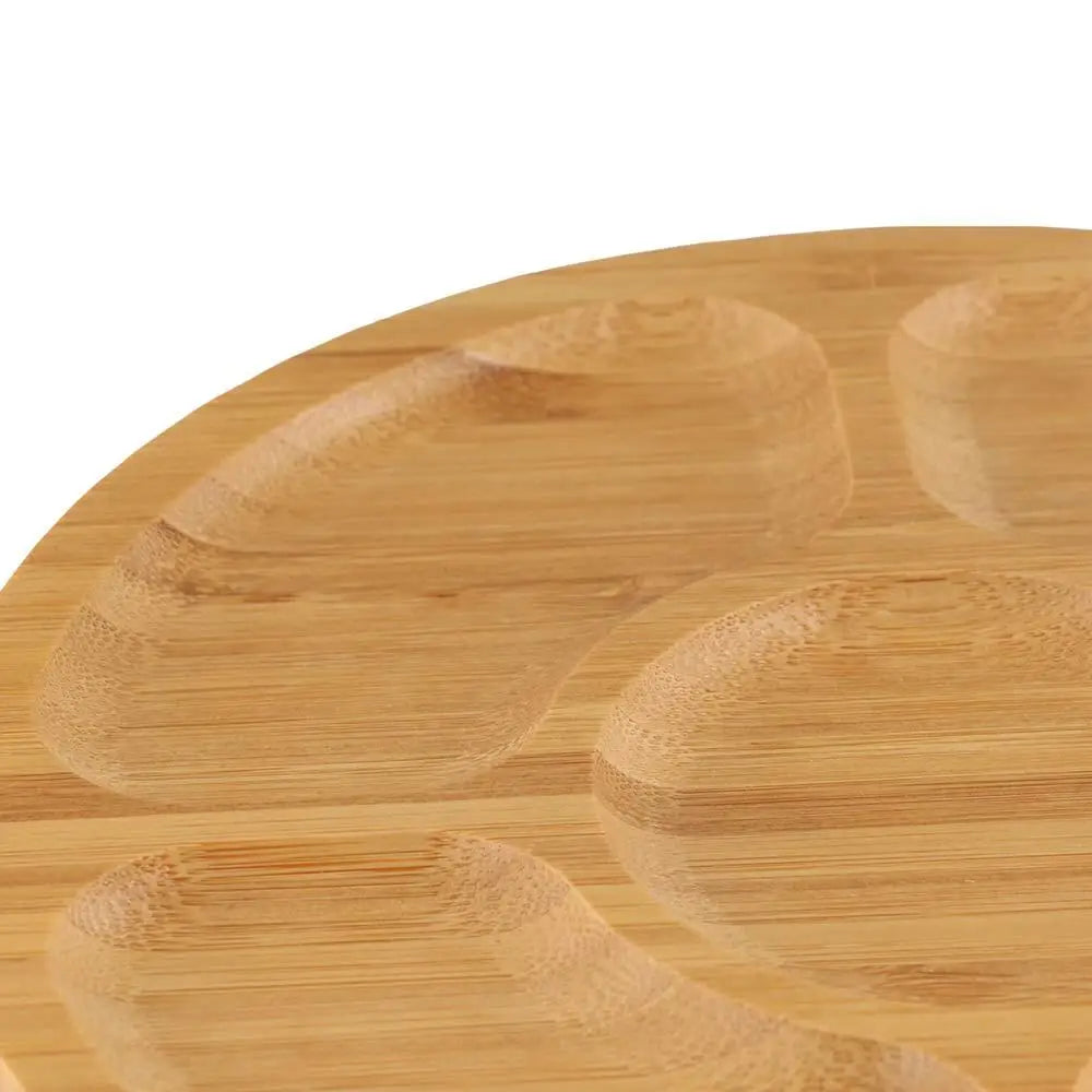 Party Dishes 5 Compartments Round Snack Plate Bamboo 20/25/30cm Divided Serving Trays Appetizer Tray Fruit Platter Hotel