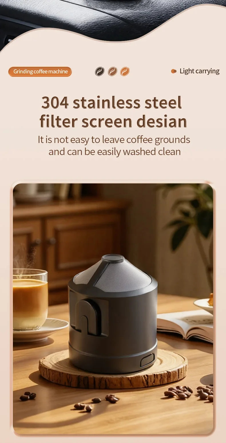 2-in-1 Portable Wireless Outdoor Camping Coffee Machine - Bean Grinding & Hand Brewing Portable Coffee Maker