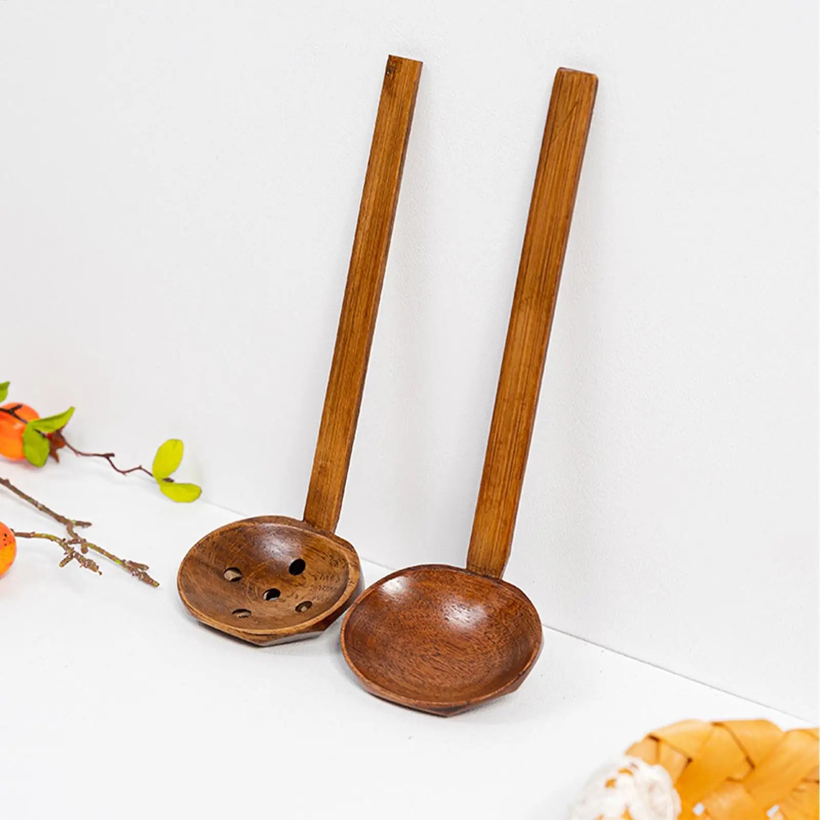 Wooden Ramen Spoons Japanese Long Handle Soup Serving Spoon Wooden Table Spoon Japanese Tasting Spoons for Home Cafe Hotel