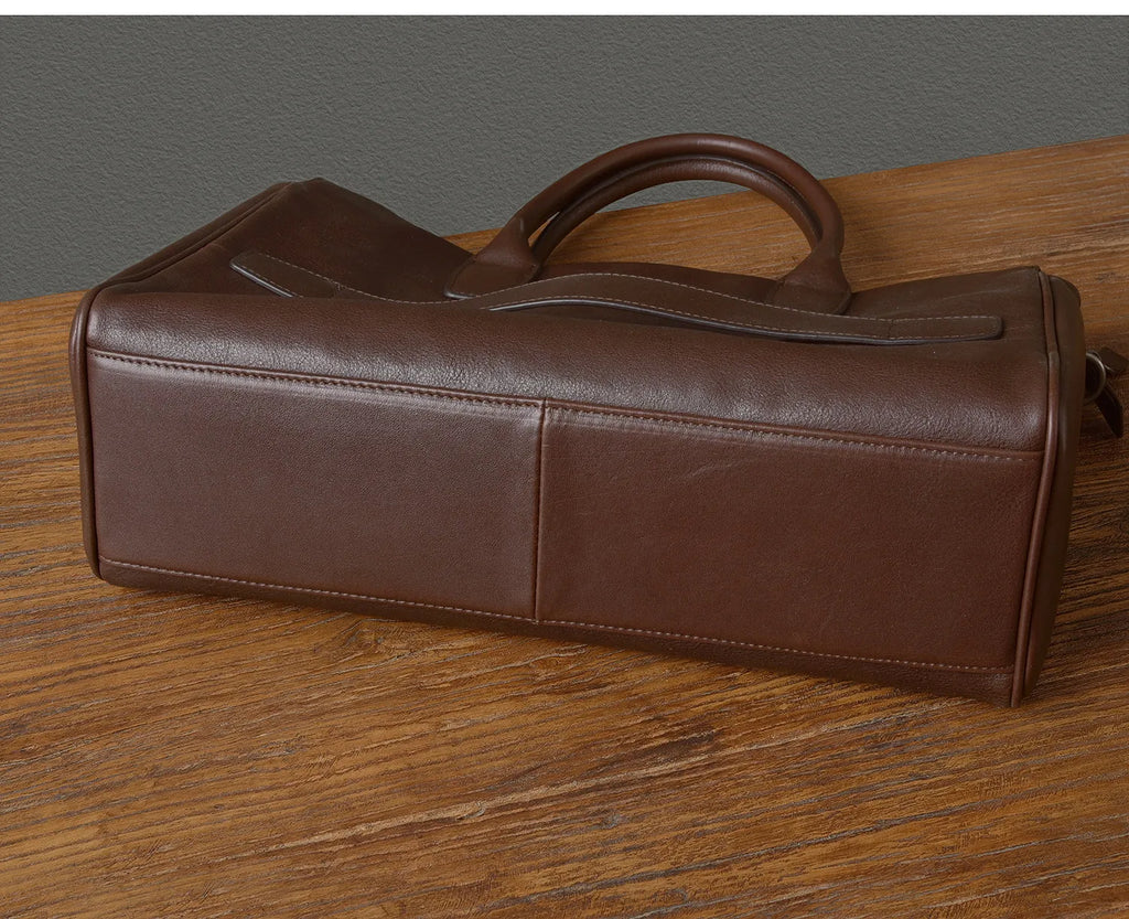 Business vintage genuine leather men's briefcase organizer designer handmade real cow leather women's handbag work postman bag